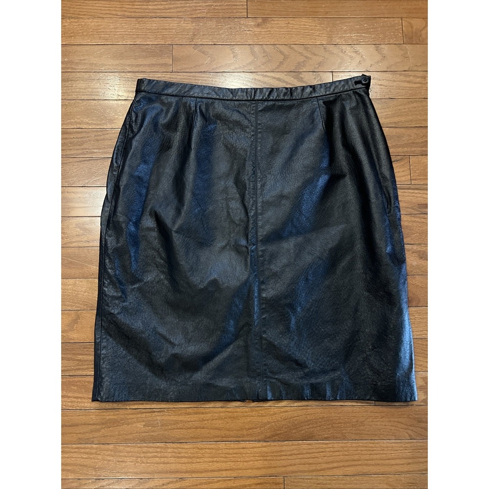 Nine & Company 100% Genuine Leather Black Plus Size Skirt Womens 16 Vintage